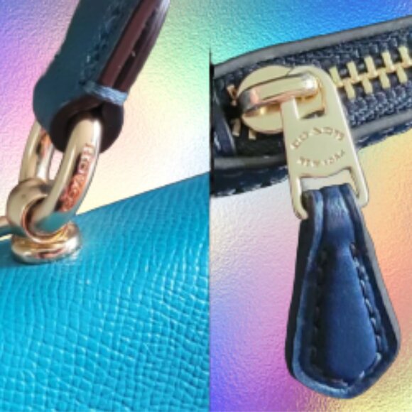 Coach Tilly Twistlock Satchel 23 In Colorblock Teal Crossgrain Leather #C2821 - Picture 7 of 10